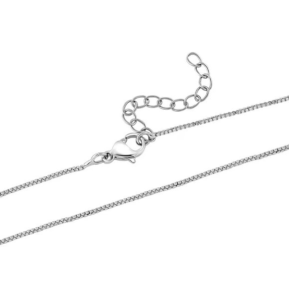 NEW Simulated Blue Diamond Pendant Necklace in Silvertone 18-20 Inches - Picture 3 of 4